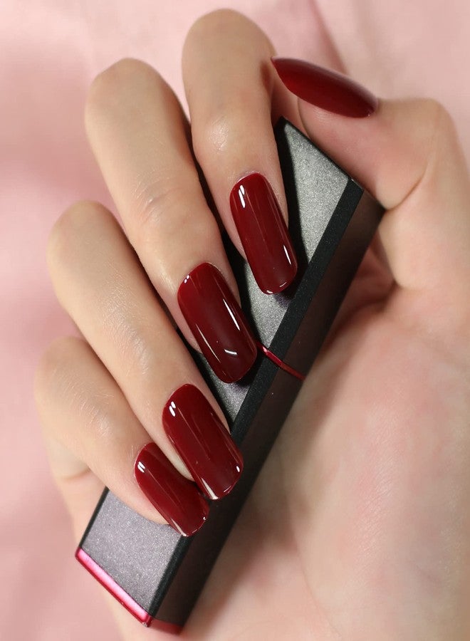 EchiQ Cherries Fake Nails Pure Color Full Cover Medium Length False Nails Press On Tips Arc Head Artificial Nail Kit Manicure DIY Home - Image 3